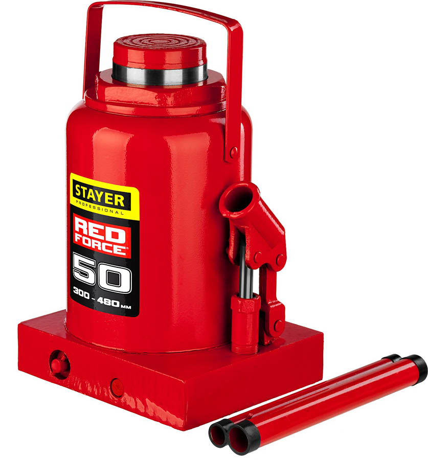 STAYER 50 т, 300-480 мм, домкрат бутылочный гидравлический RED FORCE 43160-50_z01 Professional купить по цене 12 700 ₽ в интернет магазине ТЕХСАД