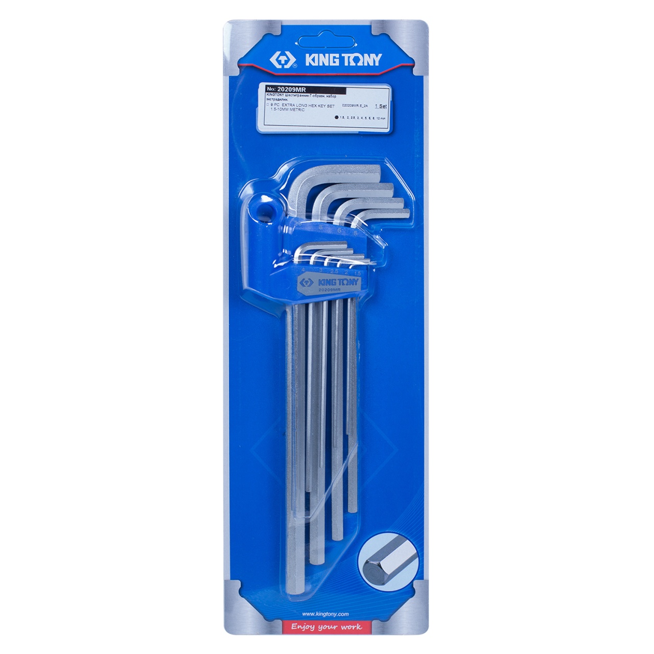 Набор Г-образных шестигранников, 1,5-10 мм, длинные, 9 предметов KING TONY 20209MR купить по цене 1 640 ₽ в интернет магазине ТЕХСАД