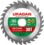 URAGAN 180 х 30/20 мм, 30Т, диск пильный по дереву Optima 36801-180-30-30_z01 купить по цене 520 ₽ в интернет магазине ТЕХСАД