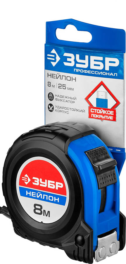 ЗУБР 8 м х 25 мм, рулетка НЕЙЛОН 34056-08-25_z01 Профессионал купить по цене 549 ₽ в интернет магазине ТЕХСАД
