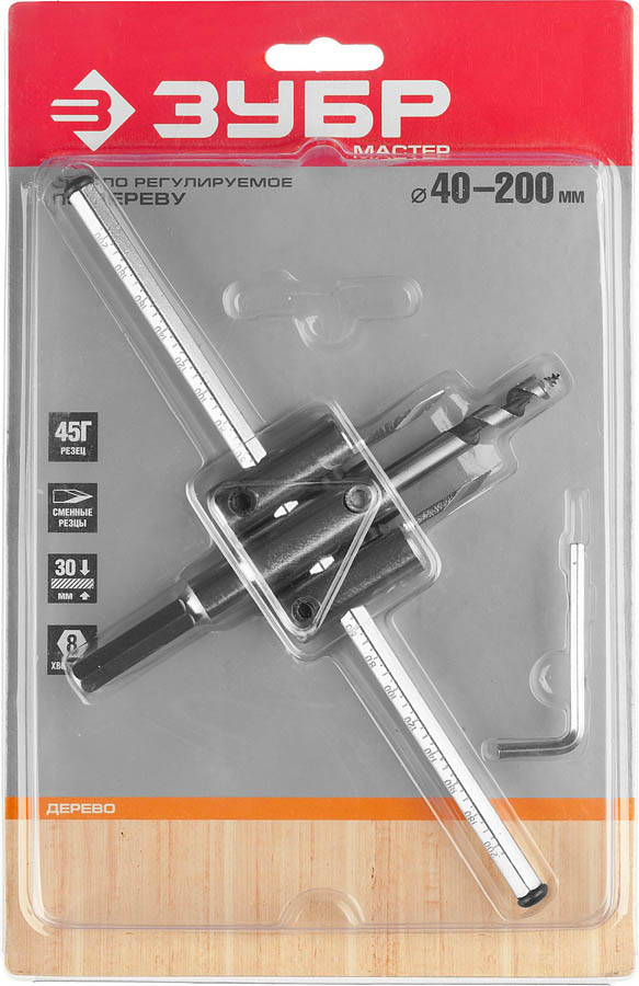 ЗУБР  30-200 мм, глубина реза 30 мм, сверло по дереву регулируемое 29440-200 купить по цене 1 100 ₽ в интернет магазине ТЕХСАД