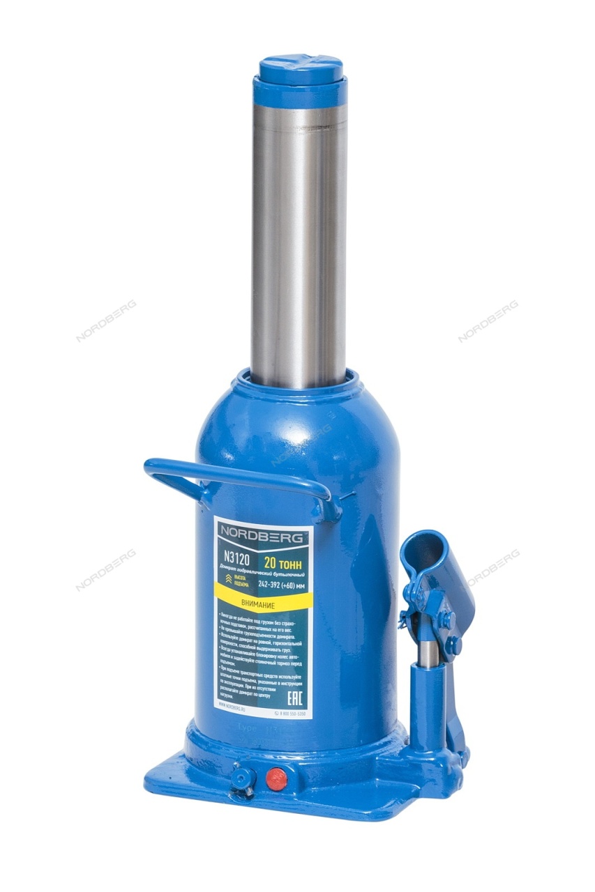 Домкрат бутылочный 20 т NORDBERG N3120 купить по цене 5 346 ₽ в интернет магазине ТЕХСАД