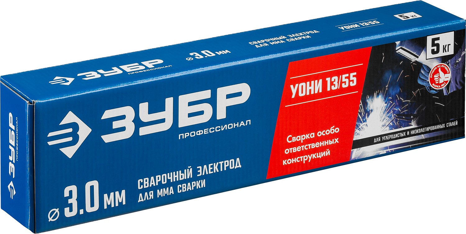 ЗУБР Ø 3.0 мм, 5 кг, для ММА сварки, с основным покрытием, электрод сварочный УОНИ 13/55 40025-3.0 Профессионал купить по цене 1 500 ₽ в интернет магазине ТЕХСАД