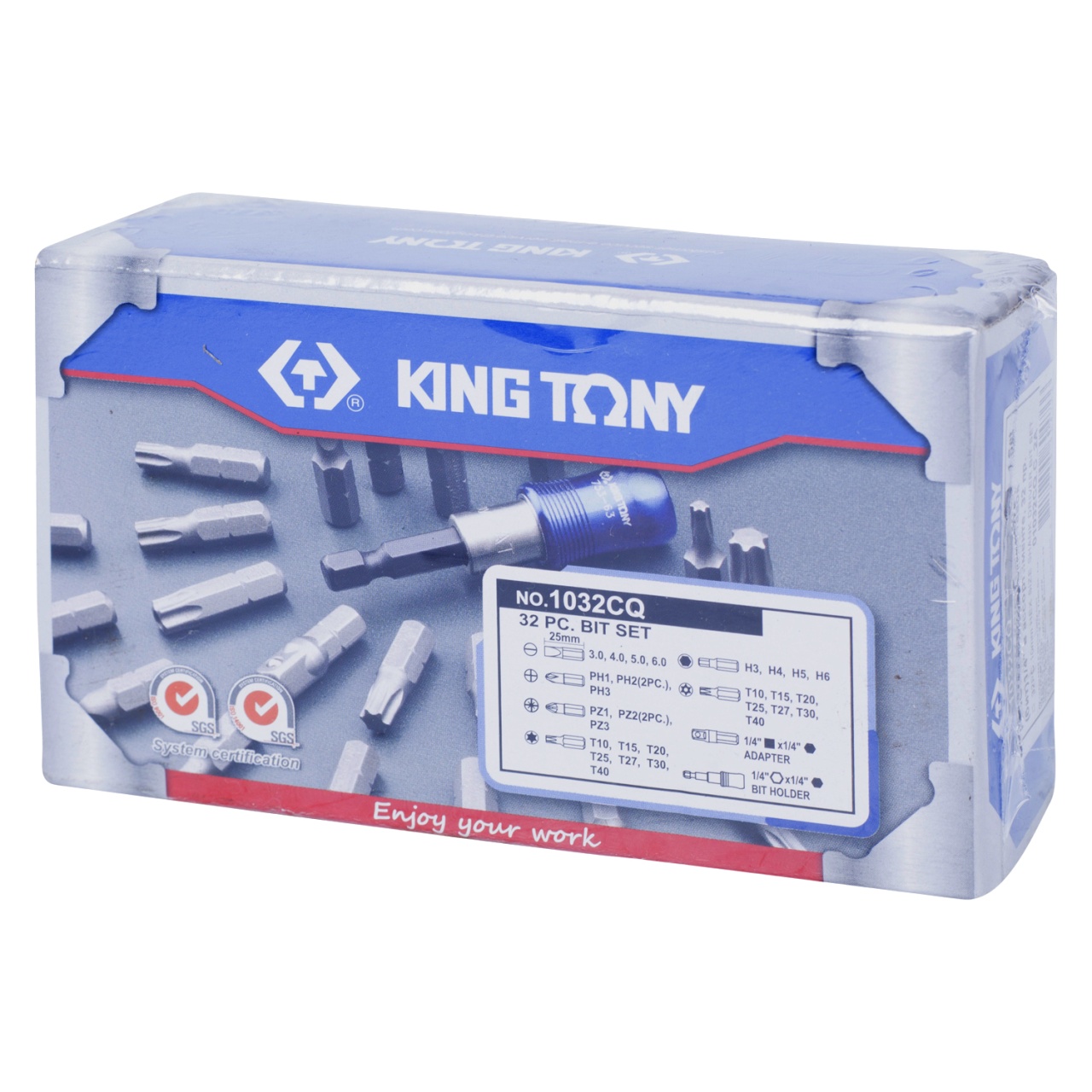 Набор вставок (бит) 1/4'', PH, PZ, Hex, Torx, Slotted, 32 предмета KING TONY 1032CQ купить по цене 2 270 ₽ в интернет магазине ТЕХСАД