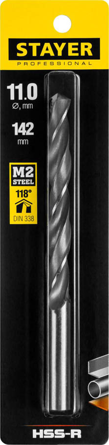 STAYER Ø 11 х 142 мм, сверло спиральное по металлу 29602-11 Professional купить по цене 420 ₽ в интернет магазине ТЕХСАД