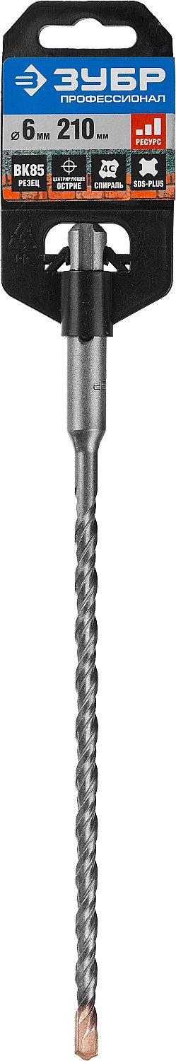 ЗУБР  6 x 210 мм, SDS-Plus, бур по бетону 29314-210-06_z01 Профессионал купить по цене 168 ₽ в интернет магазине ТЕХСАД