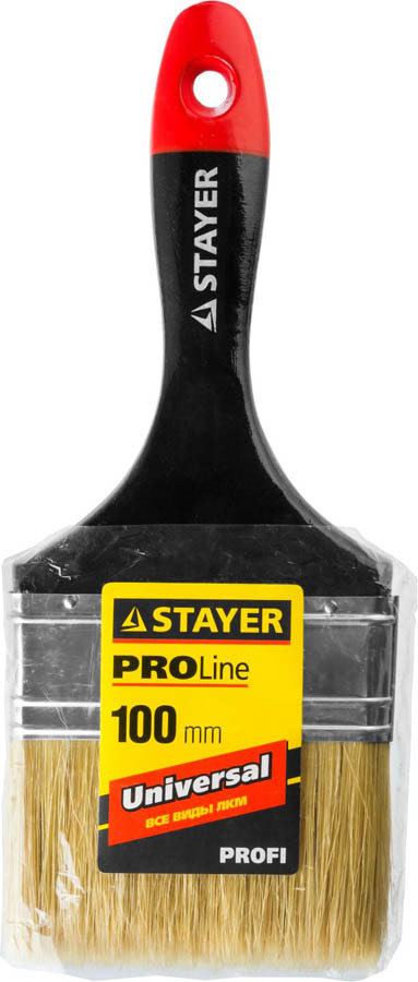 STAYER 100 мм, 4'', щетина натуральная светлая, кисть плоская UNIVERSAL-PROFI 0104-100 купить по цене 480 ₽ в интернет магазине ТЕХСАД