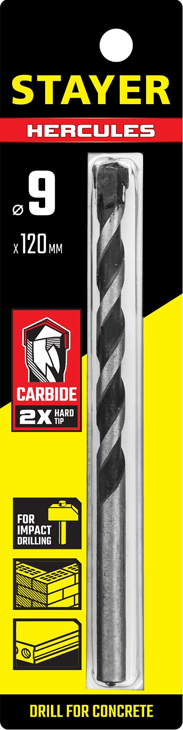 STAYER 9 x 120 мм, сверло по бетону HERCULES 2915-120-09_z01 PROFESSIONAL купить по цене 154 ₽ в интернет магазине ТЕХСАД
