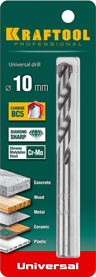 KRAFTOOL  10 x 120 мм, сверло универсальное 29172-120-10_z01 купить по цене 165 ₽ в интернет магазине ТЕХСАД
