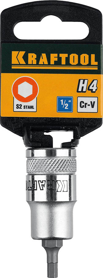 KRAFTOOL 1/2'', 55 мм, S2 сталь, H4, фосфатированная, торцовая бита-головка INDUSTRIE QUALITAT 27908-04_z01 купить по цене 326 ₽ в интернет магазине ТЕХСАД