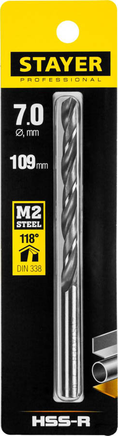 STAYER Ø 7 х 109 мм, сверло спиральное по металлу 29602-7 Professional купить по цене 170 ₽ в интернет магазине ТЕХСАД