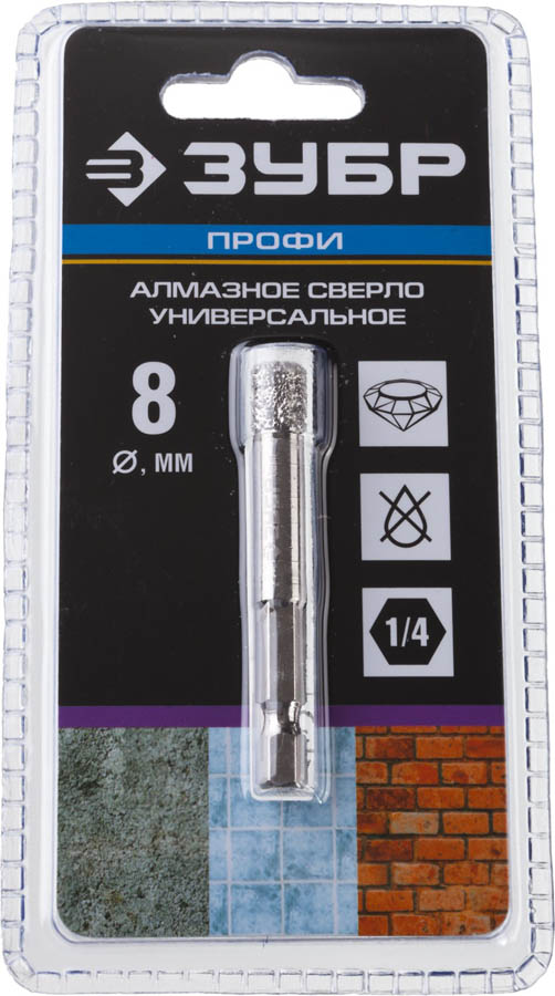 ЗУБР Ø8 мм, ВВС, HEX 1/4'', алмазное, сверло трубчатое универсальное 29865-08 Профессионал купить по цене 690 ₽ в интернет магазине ТЕХСАД