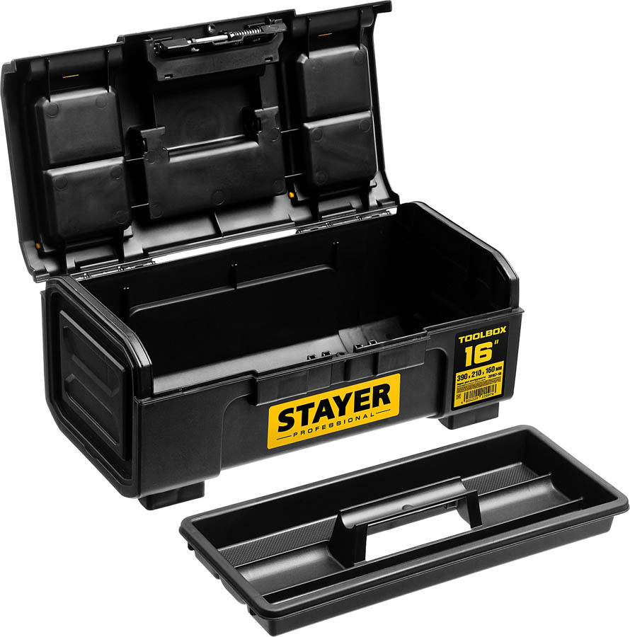 STAYER 390 х 210 х 160, пластиковый, ящик для инструмента TOOLBOX-16 38167-16 Professional купить по цене 1 570 ₽ в интернет магазине ТЕХСАД