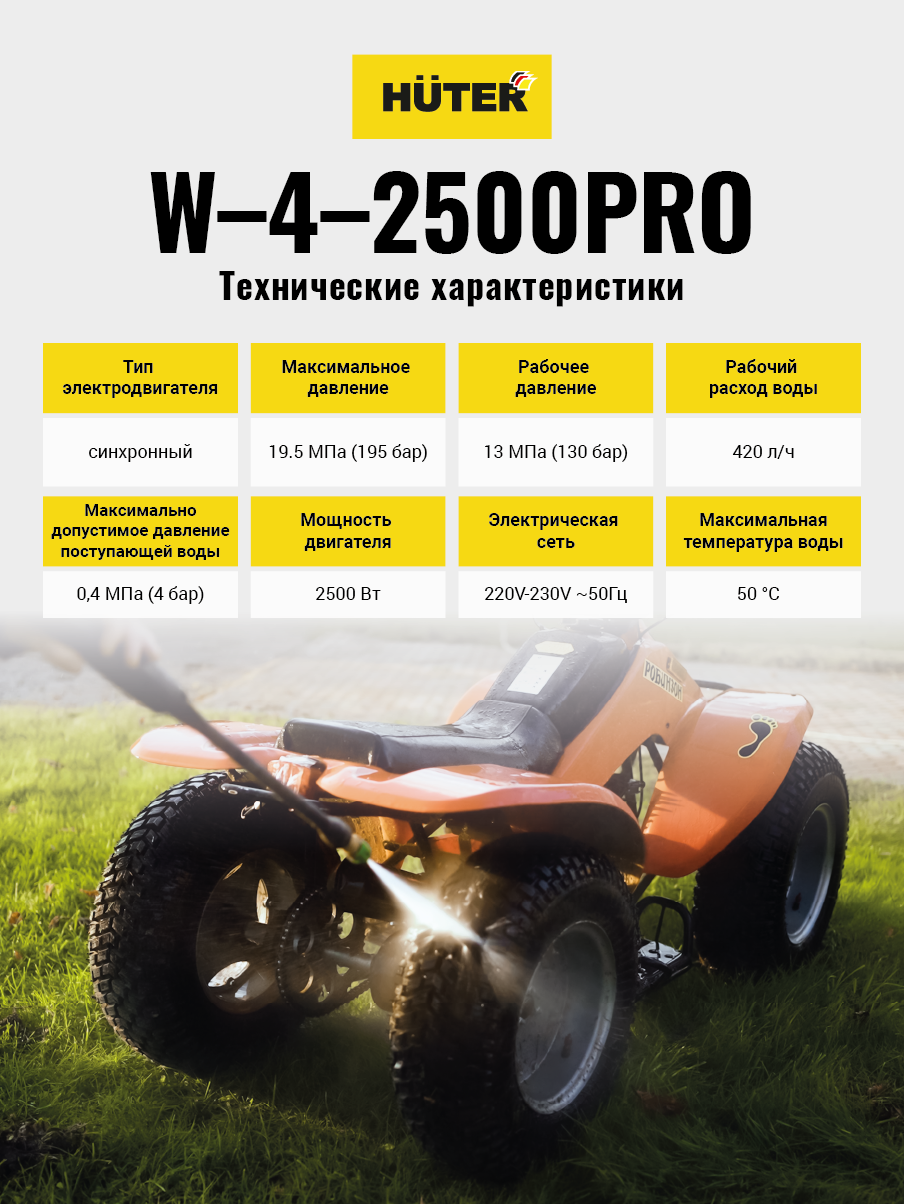 Мойка Huter W-4-2500 PRO купить по цене 15&nbsp;891 ₽ в интернет магазине ТЕХСАД