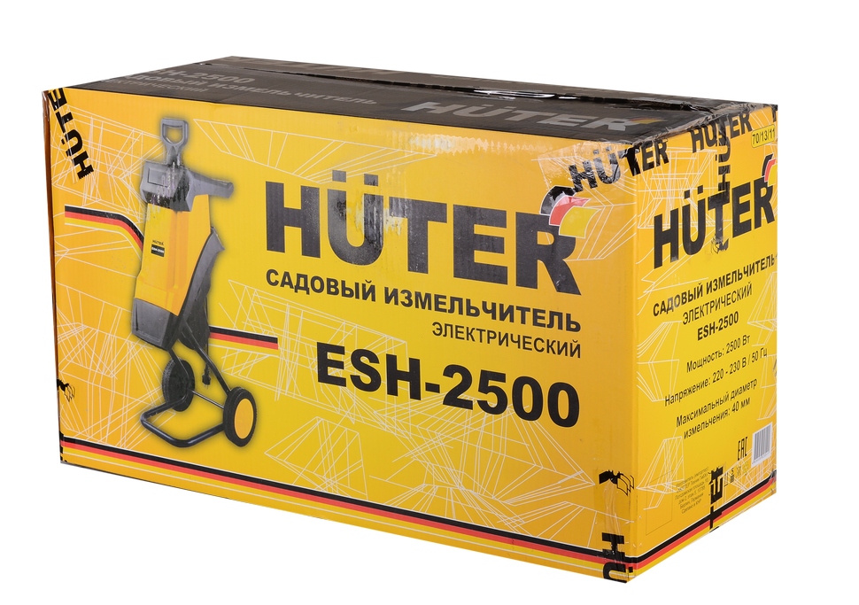 Садовый измельчитель электрический HUTER ESH-2500 купить по цене 12&nbsp;681 ₽ в интернет магазине ТЕХСАД