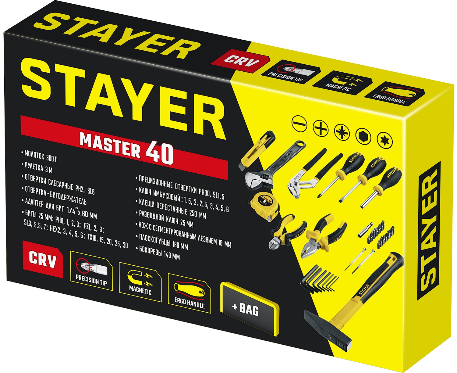 STAYER 40 шт., универсальный набор инструмента для дома Master 40 22052-H40 STANDARD купить по цене 3&nbsp;100 ₽ в интернет магазине ТЕХСАД