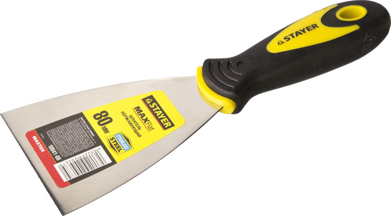 STAYER 80 мм, нержавеющее полотно, двухкомпонентная рукоятка, шпатель 10041-08 купить по цене 184 ₽ в интернет магазине ТЕХСАД
