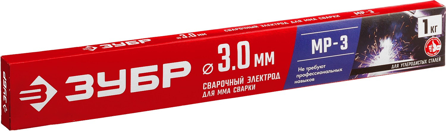 ЗУБР Ø 3.0 мм, 1 кг, для ММА сварки, электрод сварочный с рутиловым покрытием МР-3 40011-3.0 Мастер купить по цене 460 ₽ в интернет магазине ТЕХСАД