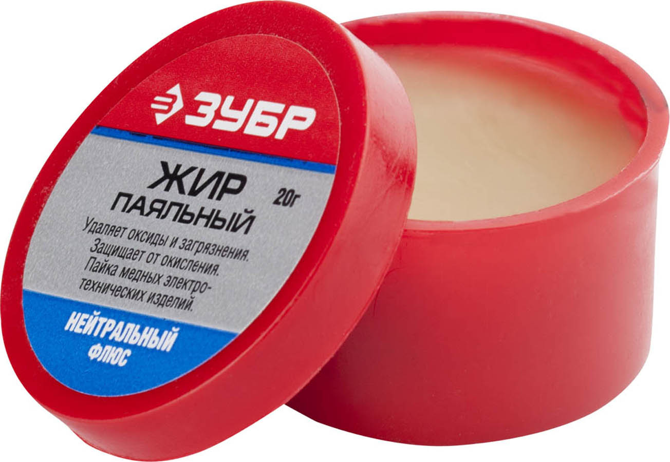 ЗУБР 20 гр., нейтральный, флюс жир паяльный 55477-020 купить по цене 69 ₽ в интернет магазине ТЕХСАД