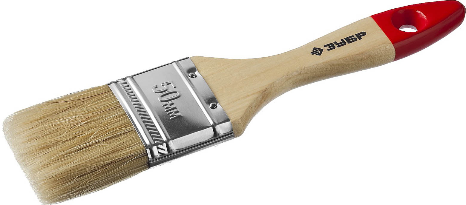 ЗУБР 50 мм, 2'', щетина натуральная светлая, кисть малярная плоская 4-01003-050 Мастер купить по цене 90 ₽ в интернет магазине ТЕХСАД