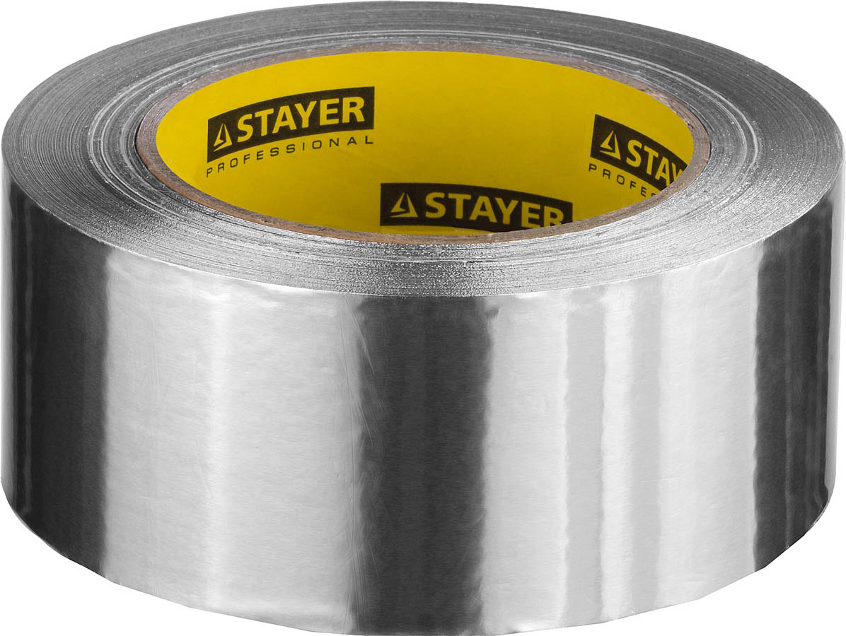STAYER 75 мм х 50 м., до 120 °С, лента алюминиевая самоклеящаяся (скотч) 12268-75-50 купить по цене 1 130 ₽ в интернет магазине ТЕХСАД