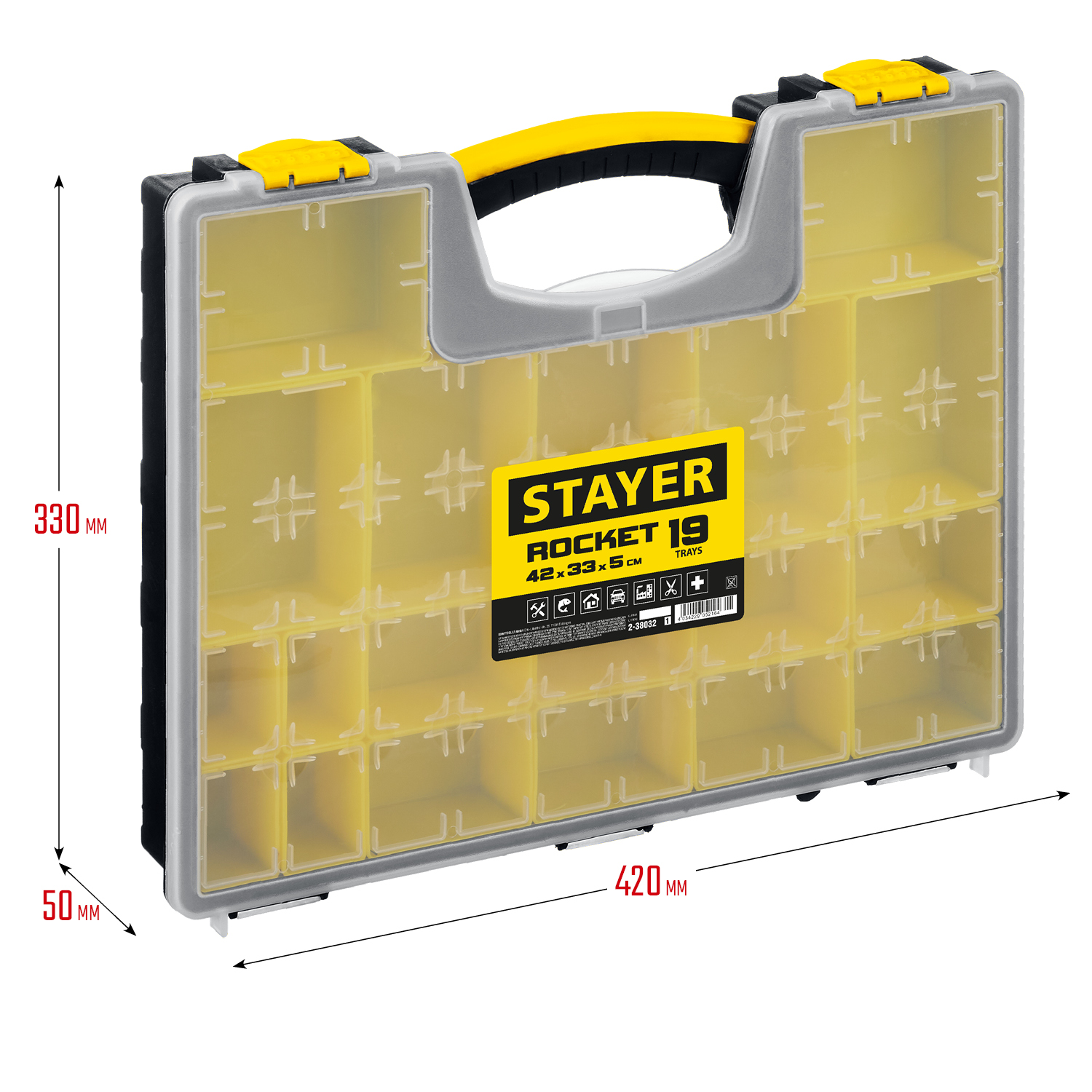 STAYER 16.5'', 19 отделений, пластиковый, органайзер ROCKET-19 2-38032_z01 купить по цене 1 640 ₽ в интернет магазине ТЕХСАД