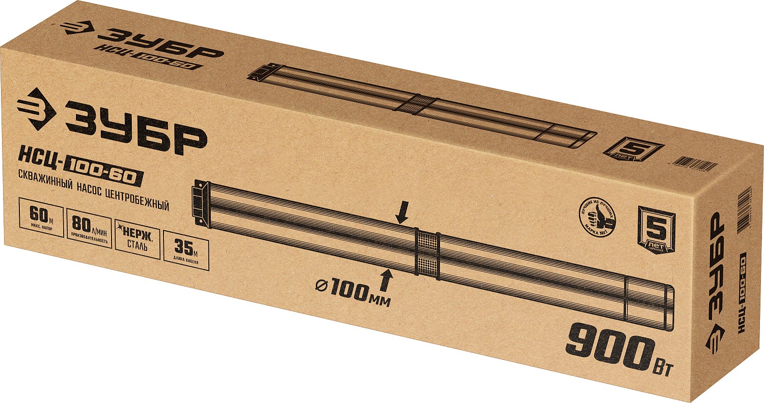 ЗУБР 60 м напор, скважинный насос центробежный НСЦ-100-60 Мастер купить по цене 16 300 ₽ в интернет магазине ТЕХСАД