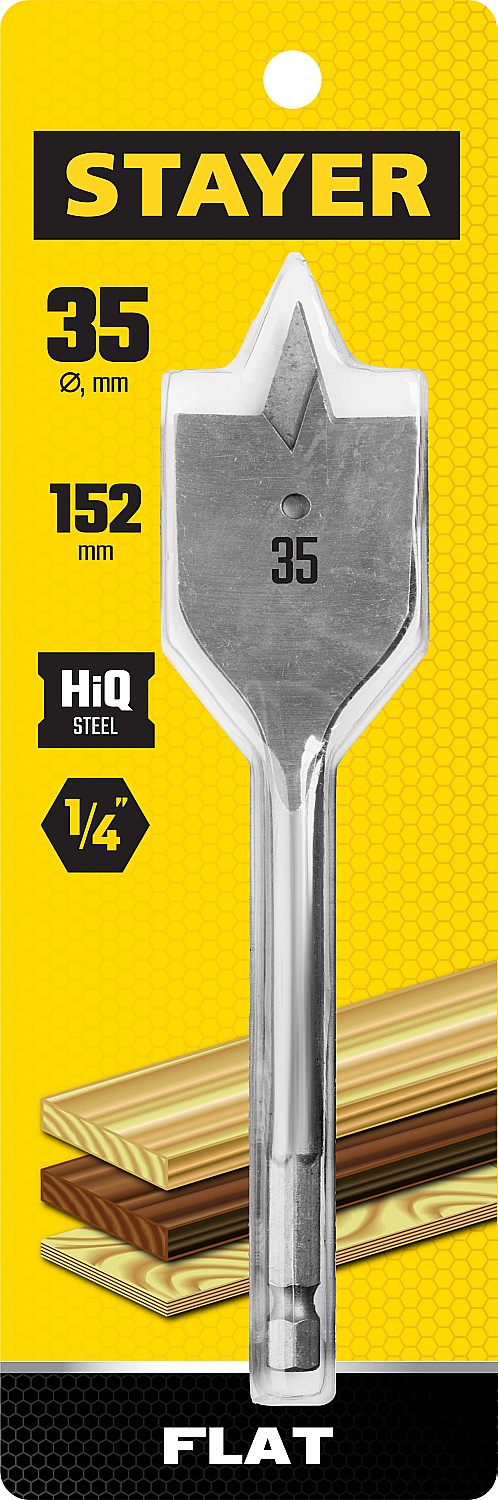 STAYER FLAT 35x152мм, сверло по дереву перовое 2950-35_z01 Master купить по цене 262 ₽ в интернет магазине ТЕХСАД
