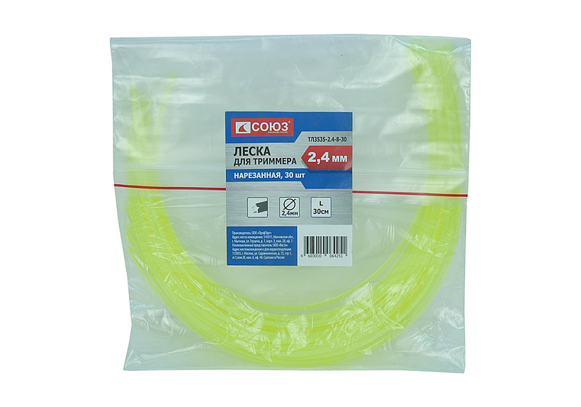 Леска для триммера СОЮЗ ТЛ3535-2.4-8-30 купить по цене 30 ₽ в интернет магазине ТЕХСАД