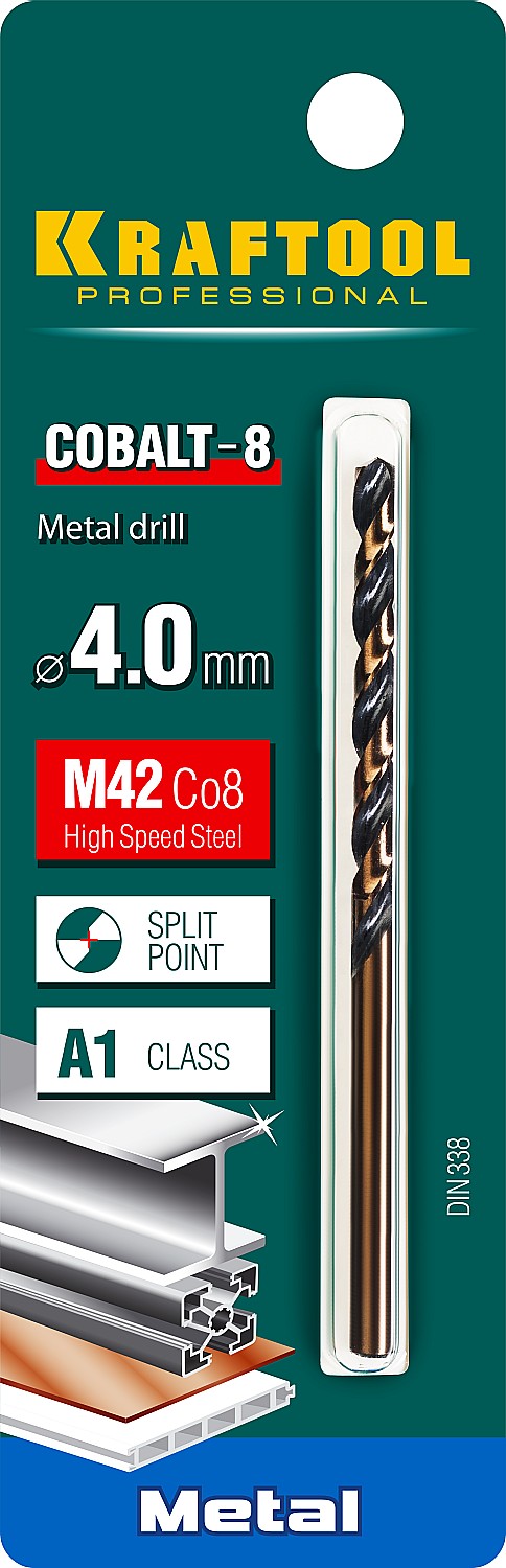 KRAFTOOL Ø 4 х 75 мм, HSS-Co (8%), класс A, сверло по металлу 29656-4 Pro купить по цене 184 ₽ в интернет магазине ТЕХСАД