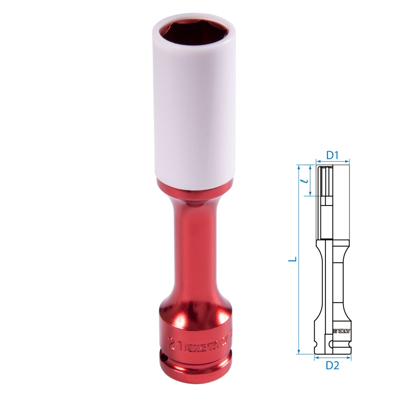 Головка торцевая ударная глубокая 1/2'', 21 мм, тонкостенная, пластиковая защита KING TONY 495521MX купить по цене 1 860 ₽ в интернет магазине ТЕХСАД