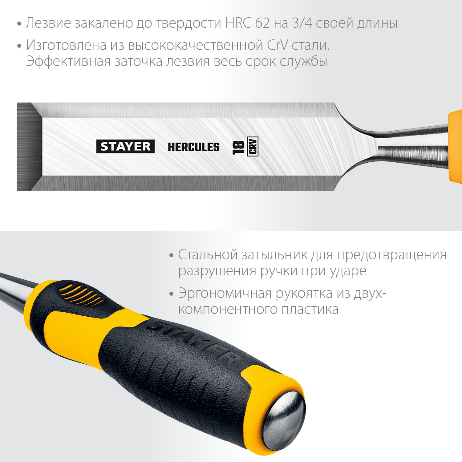 STAYER 18 мм, с двухкомпонентной ручкой, стамеска 18205-18_z01 купить по цене 560 ₽ в интернет магазине ТЕХСАД