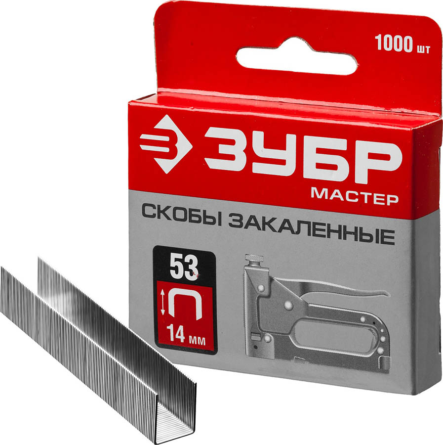ЗУБР скобы тип 53 (A / 10 / JT21), 14 мм, 1000 шт., скобы тонкие закаленные 31625-14 Мастер купить по цене 111 ₽ в интернет магазине ТЕХСАД