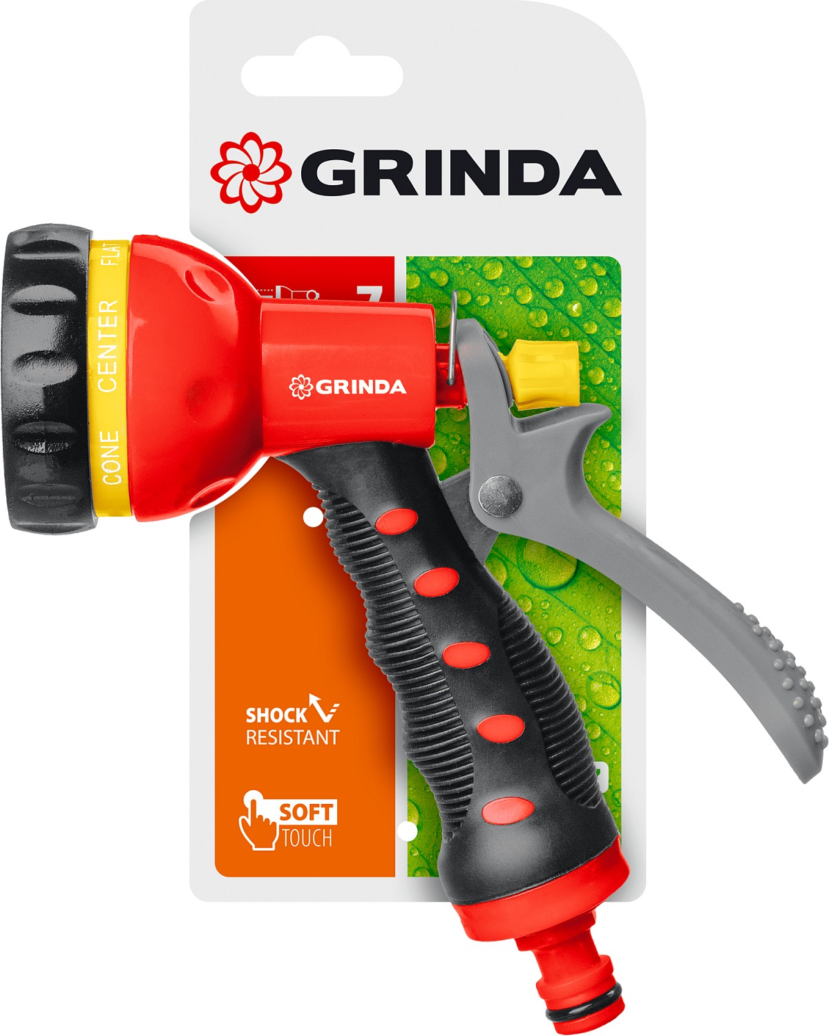 GRINDA 7 режимов, пластиковый с TPR, пистолет поливочный T-7 8-427185 купить по цене 500 ₽ в интернет магазине ТЕХСАД