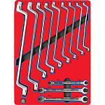 Набор накидных и разрезных ключей, зеркальная полировка, ложемент, 12 предметов МАСТАК 5-23112 купить по цене 15 100 ₽ в интернет магазине ТЕХСАД