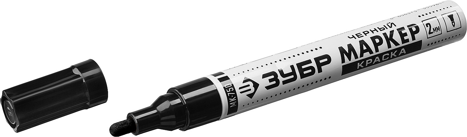 ЗУБР черный, 2-4 мм, круглый наконечник, маркер-краска МК-750 06325-2 Профессионал купить по цене 135 ₽ в интернет магазине ТЕХСАД