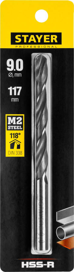 STAYER Ø 9 х 125 мм, сверло спиральное по металлу 29602-9 Professional купить по цене 274 ₽ в интернет магазине ТЕХСАД