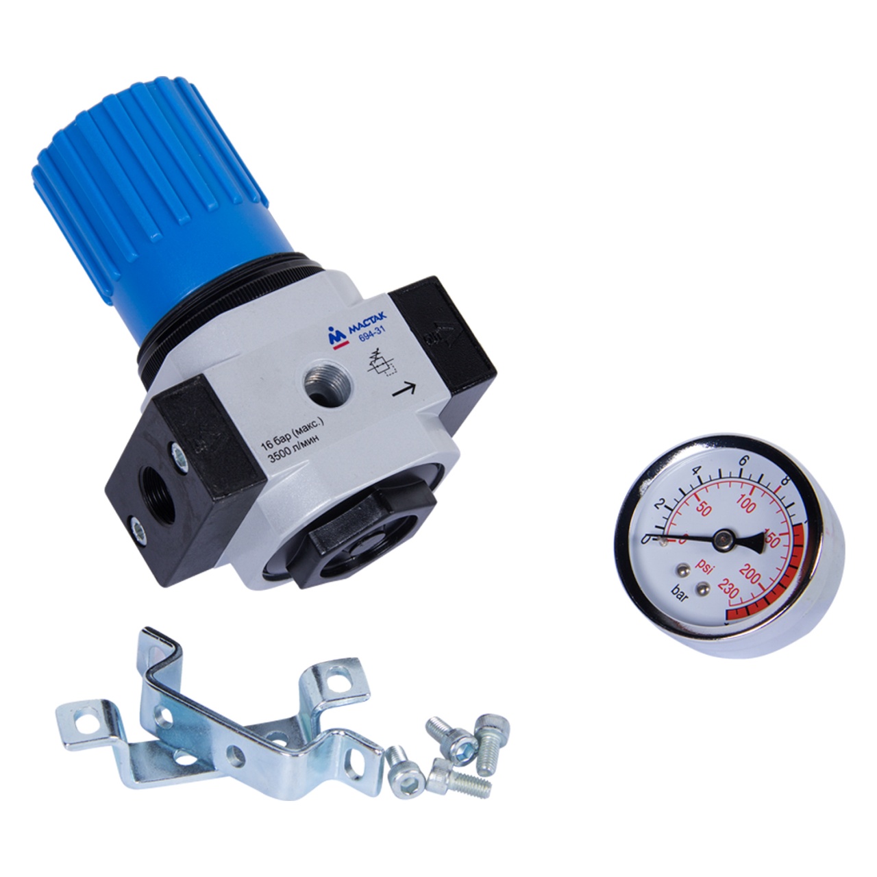 Редуктор 3/8'', с манометром МАСТАК 694-31 купить по цене 3 310 ₽ в интернет магазине ТЕХСАД