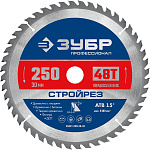 ЗУБР Ø 250 х 30 мм, 48Т, диск пильный по строительной древесине 36931-250-30-48 Профессионал купить по цене 1 750 ₽ в интернет магазине ТЕХСАД