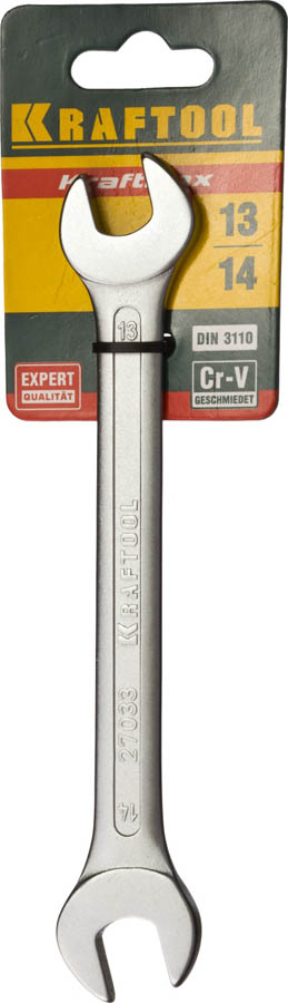 KRAFTOOL 13х14 мм, Cr-V сталь, хромированный, гаечный ключ рожковый 27033-13-14 купить по цене 166 ₽ в интернет магазине ТЕХСАД