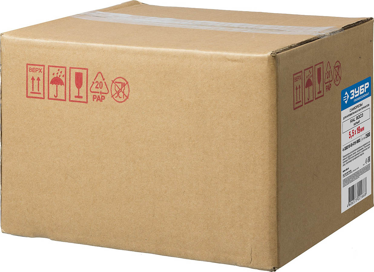 ЗУБР 19 x 5.5 мм, 2500 шт., RAL 9003 белый, СКМ саморезы кровельные для металлических конструкций 4-300310-55-019-9003 Профессионал купить по цене 8 830 ₽ в интернет магазине ТЕХСАД