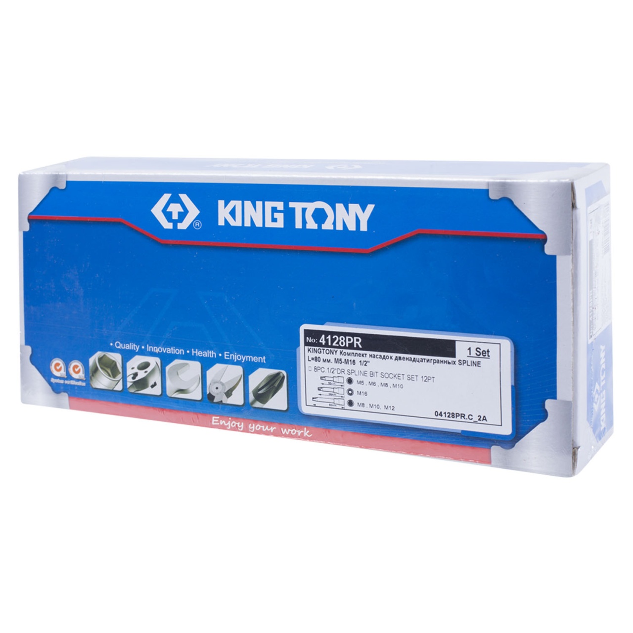 Набор торцевых насадок 1/2'', Spline, M5-M16, L = 80 мм, 8 предметов KING TONY 4128PR купить по цене 4 000 ₽ в интернет магазине ТЕХСАД