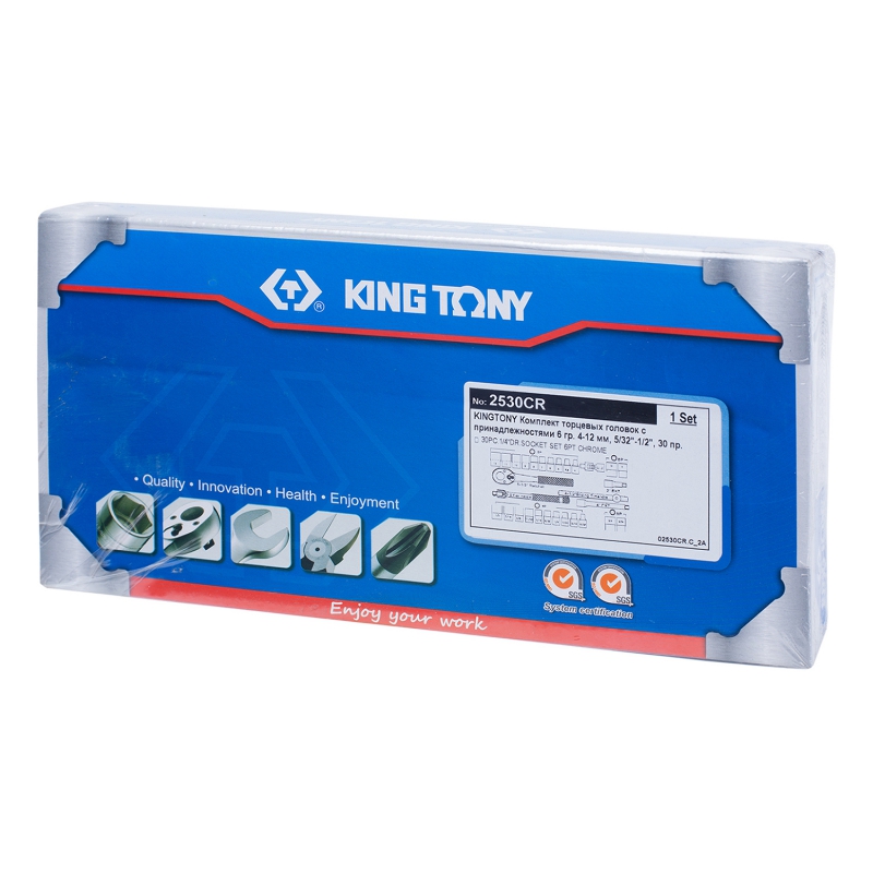 Набор торцевых головок с принадлежностями 1/4'', шестигранные, 4-12 мм, 5/32''-1/2'', 30 предметов KING TONY 2530CR купить по цене 5 060 ₽ в интернет магазине ТЕХСАД