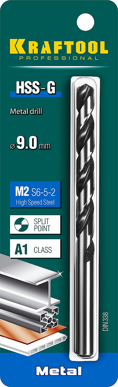 KRAFTOOL Ø 9 х 125 мм, HSS-G, сталь М2 (S6-5-2), класс A, сверло по металлу 29651-9 Pro KRAFTOOL Ø 9 х 125 мм, HSS-G, сталь М2 (S6-5-2), класс A, сверло по металлу 29651-9 Pro купить по цене 500 ₽ в интернет магазине ТЕХСАД