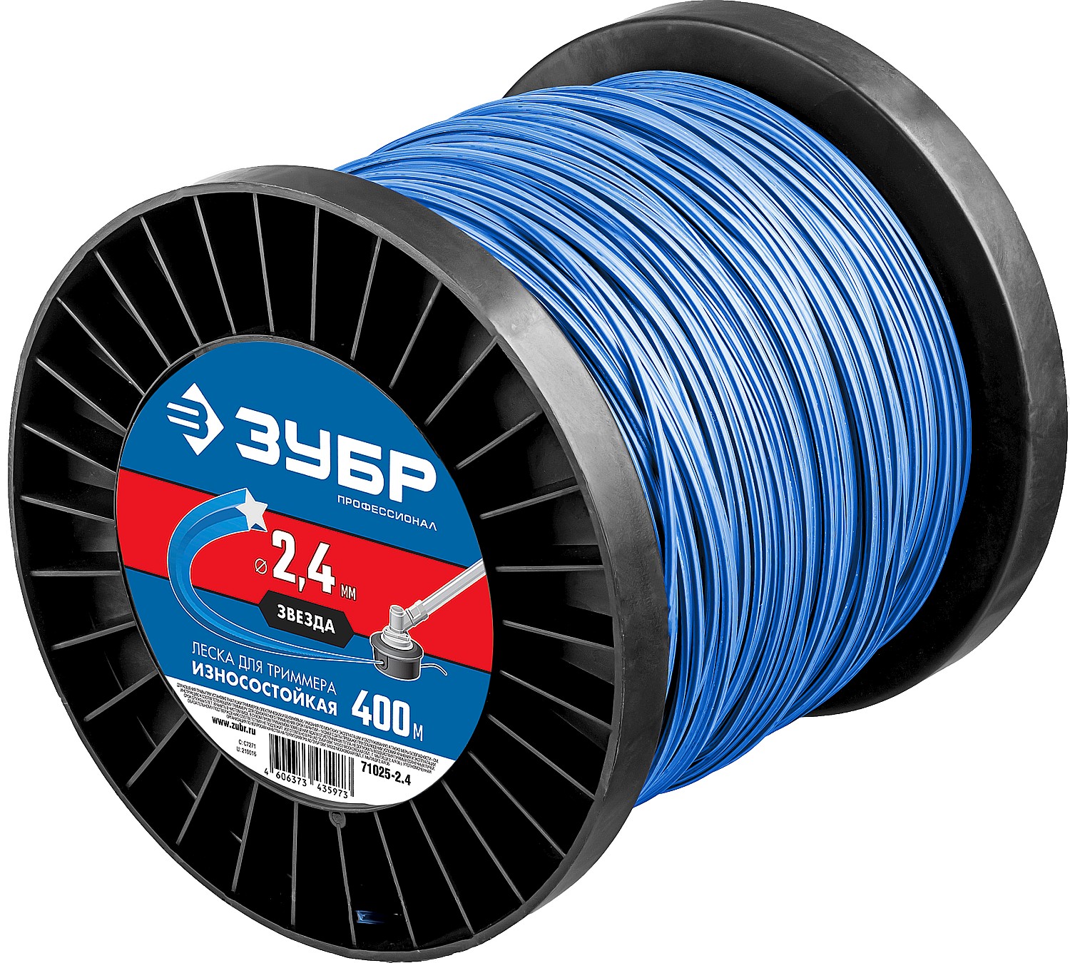 ЗУБР диаметр 2.4 мм, длина 240 м, леска для триммера ''звезда'' 71025-2.4 Профессионал купить по цене 3 810 ₽ в интернет магазине ТЕХСАД