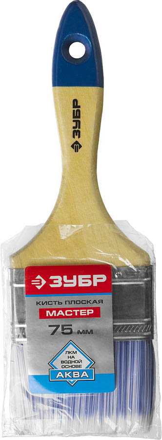 ЗУБР 75 мм, 3'', щетина искусственная, кисть малярная плоская 4-01007-075 Мастер купить по цене 165 ₽ в интернет магазине ТЕХСАД