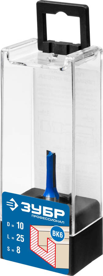 ЗУБР 10 x 25 мм, хвостовик 8 мм, фреза пазовая прямая 28753-10-25 Профессионал купить по цене 450 ₽ в интернет магазине ТЕХСАД