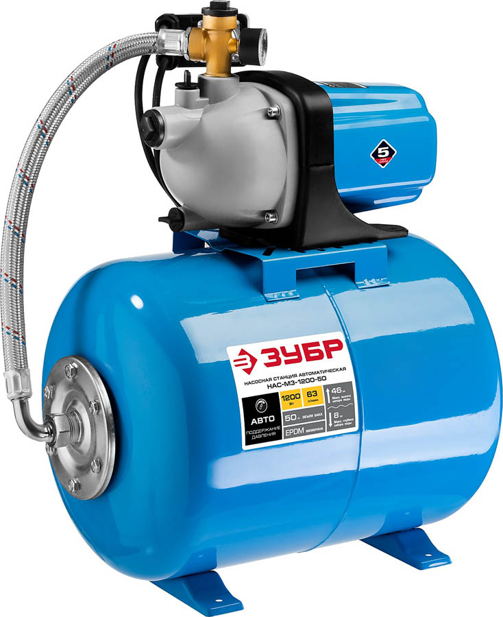 ЗУБР 1200 Вт, 63 л/мин, станция насосная М3 НАС-М3-1200-50 купить по цене 23 640 ₽ в интернет магазине ТЕХСАД