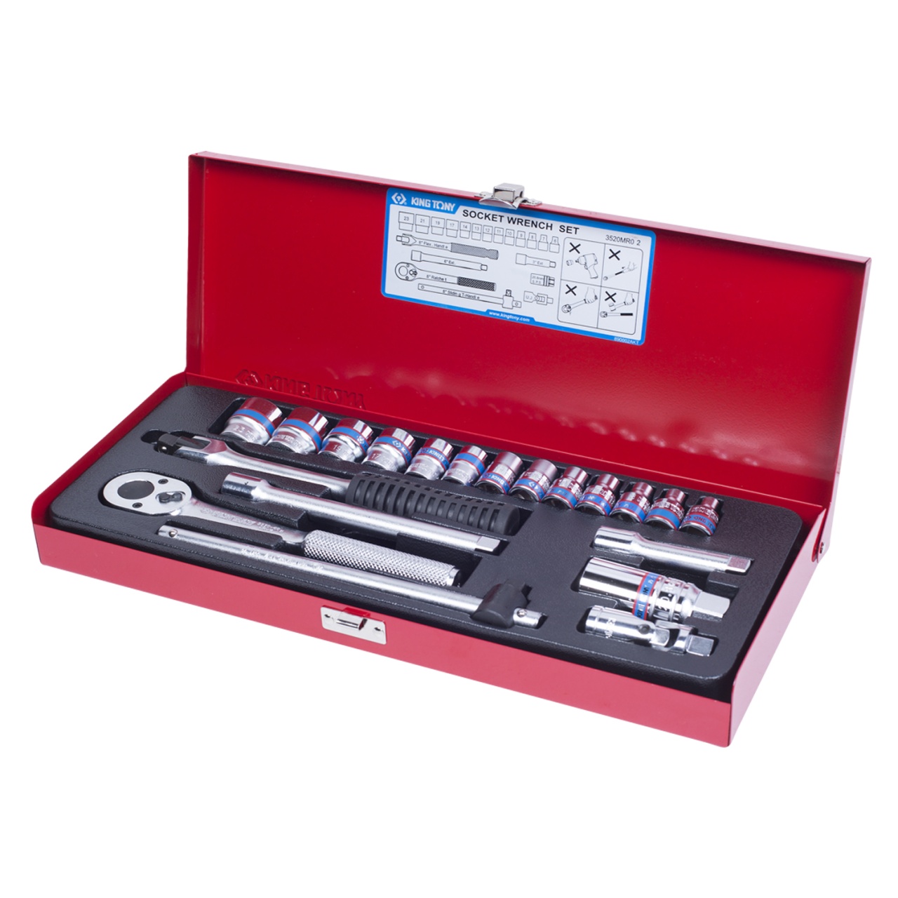 Набор торцевых головок с принадлежностями 3/8'', шестигранные, 6-22 мм, 20 предметов KING TONY 3520MR02 купить по цене 7 330 ₽ в интернет магазине ТЕХСАД