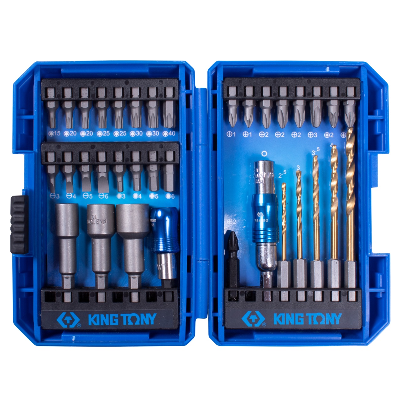 Набор вставок (бит) 1/4'', PH, PZ, Hex, Torx, Slotted, сверла, 35 предметов KING TONY 1035MR купить по цене 3 920 ₽ в интернет магазине ТЕХСАД